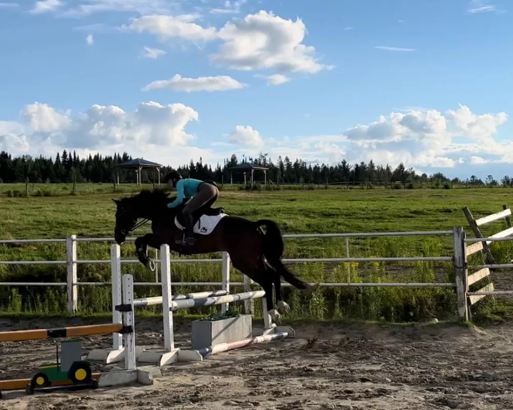 Jumping 2,6 oxer for the first time